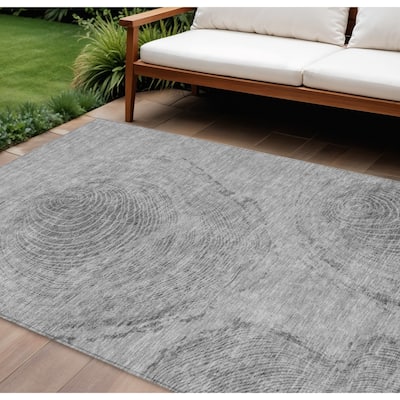 HomeRoots Abstract Transitional Rectangle Outdoor Rug