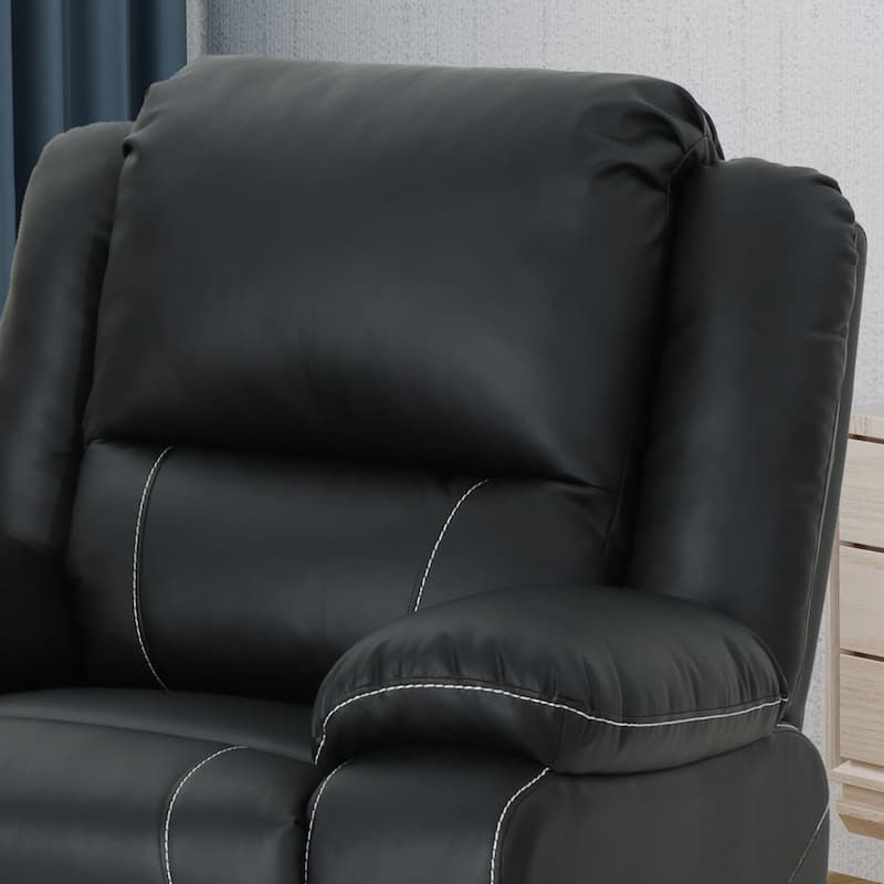 Roomfitters 39" Wide Faux Leather Manual Swivel Standard Recliner, Comfortable Lounge Chair for Living Room