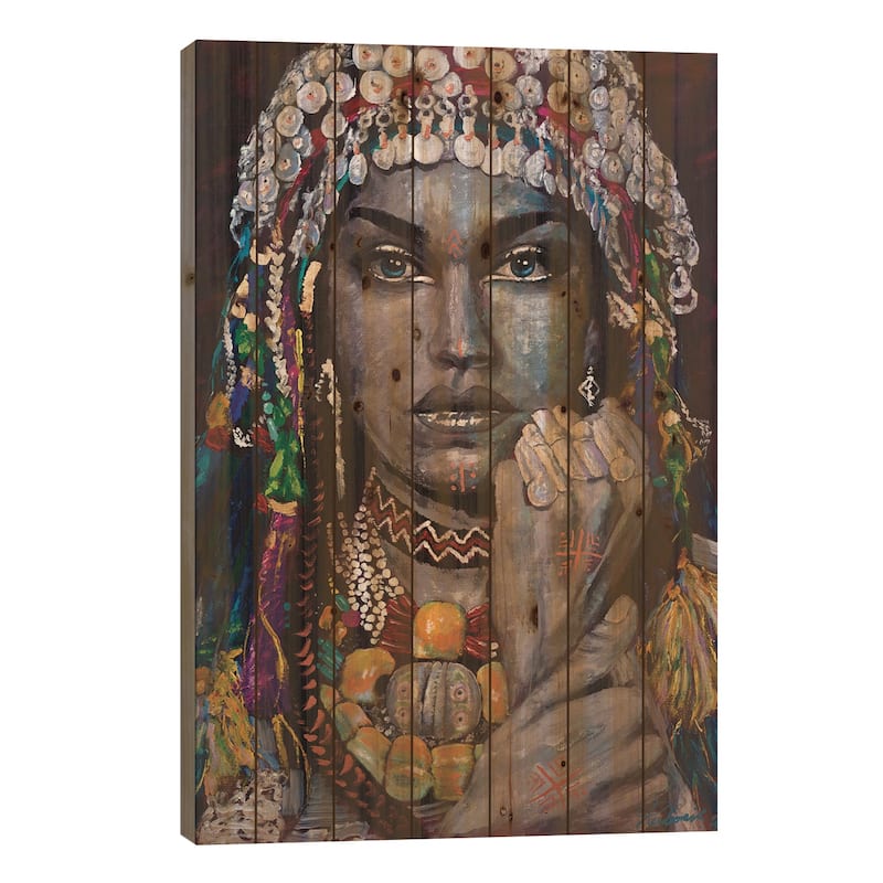 Berber - Amazigh Lady Print On Wood by Tadaomi Kawasaki - Multi-Color - 40x26x1.5