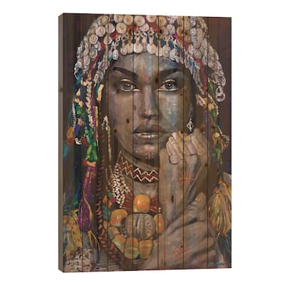 Berber - Amazigh Lady Print On Wood by Tadaomi Kawasaki - Multi-Color