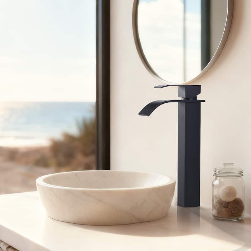 WOWOW Single Handle Single Hole Waterfall Bathroom Vessel Faucet