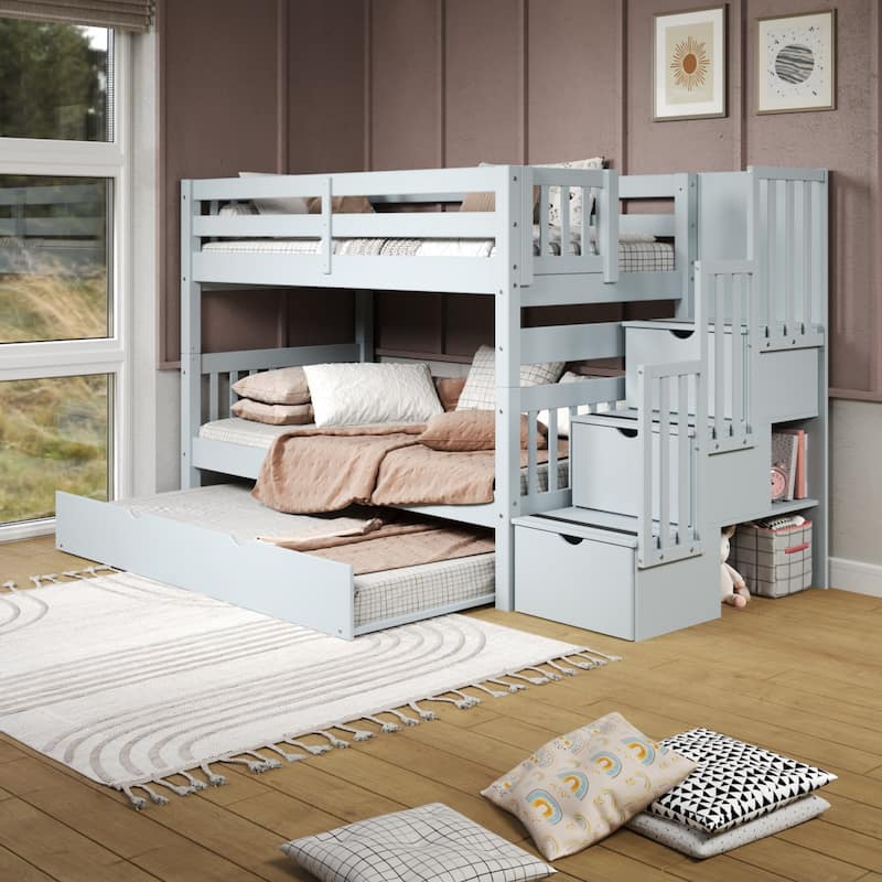 Taylor & Olive Trillium Twin over Twin Stairway Bunk Bed, Twin Trundle