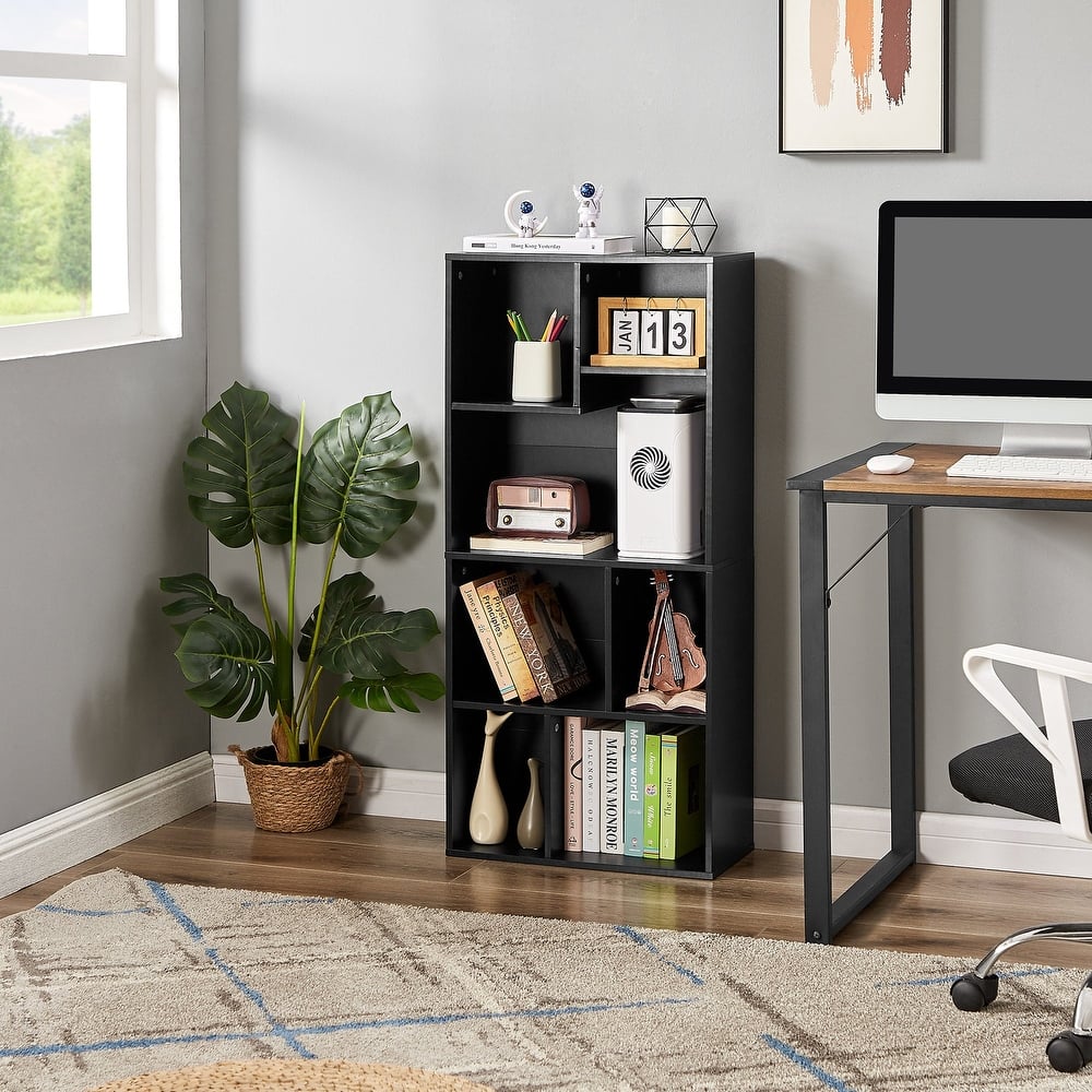 Javlergo Irregular Cube Bookshelf Modern Geometric Open Storage Organizer Vertical or Horizontal Placement for Home Office