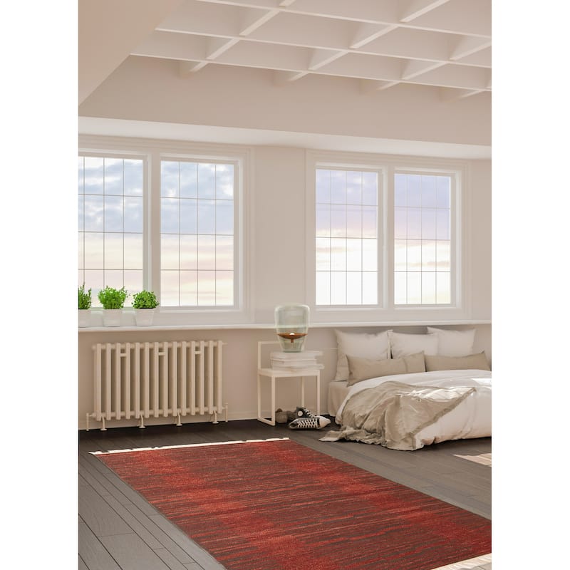 ECARPETGALLERY Flat-Weave Ankara FW Dark Red Wool Kilim - 5'3 x 7'7