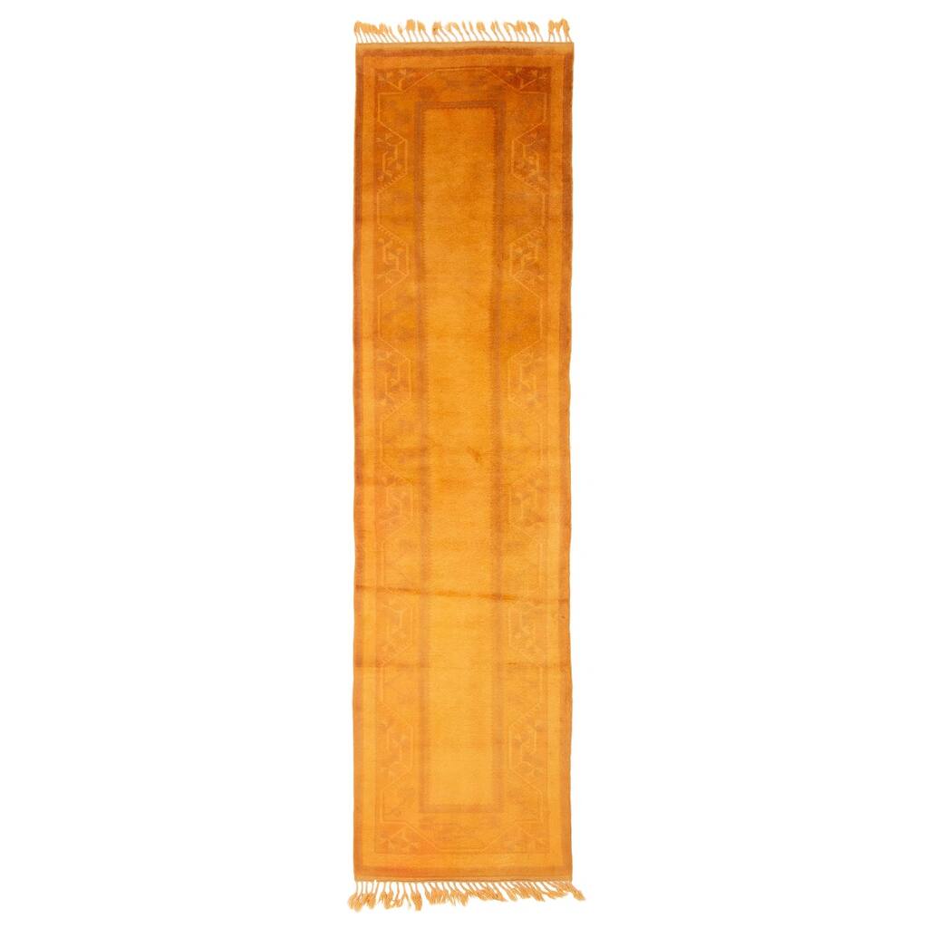 ECARPETGALLERY Hand-knotted Color Transition Gold Wool Rug - 2'6 x 9'9