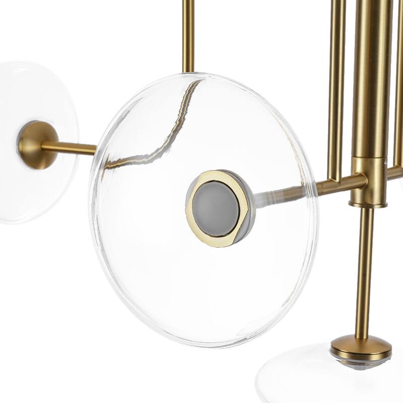 Mid Century 9-Light Disc Glass Dimmable LED Sputnik Chandelier - N/A