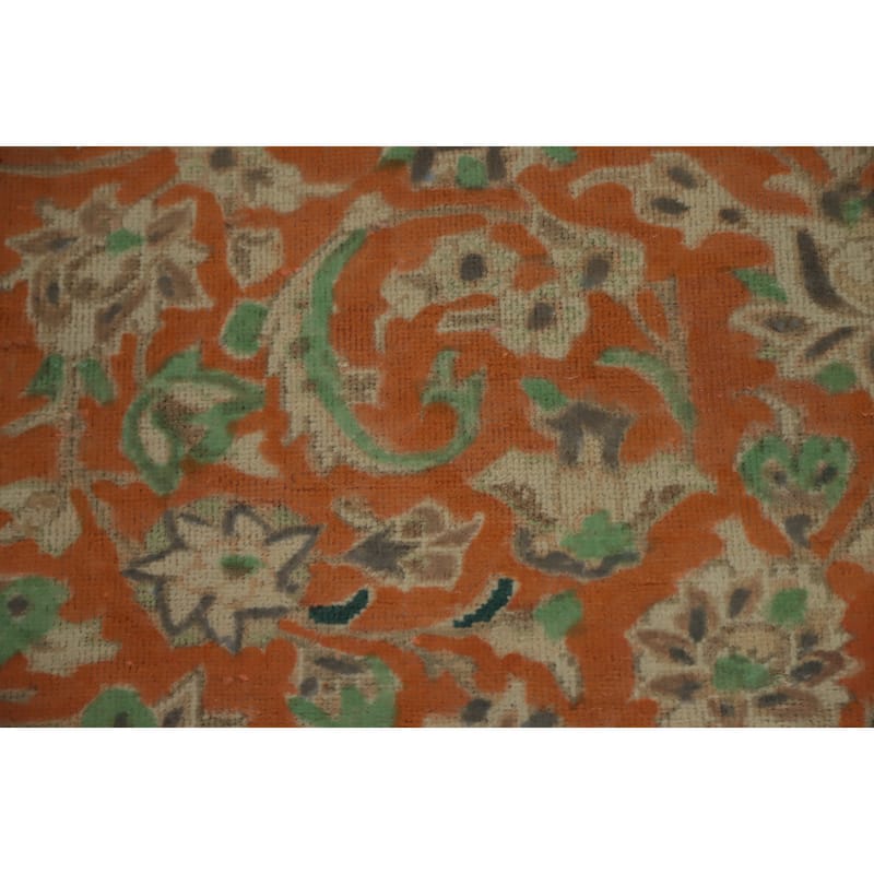 Hand Knotted Oriental 100% Wool Carpet Traditional Floral Oranges & Rust Tabriz Area Rug - 11' 1'' X 8' 1''