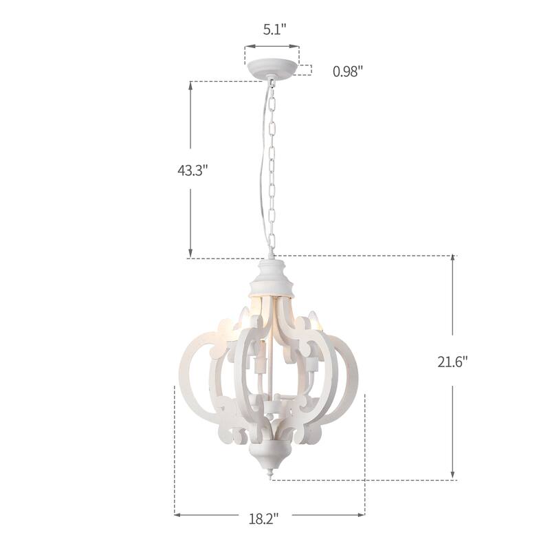 Cottage Geometric Distressed Wood Chandelier 3-Light Farmhouse Wood Ceiling Light