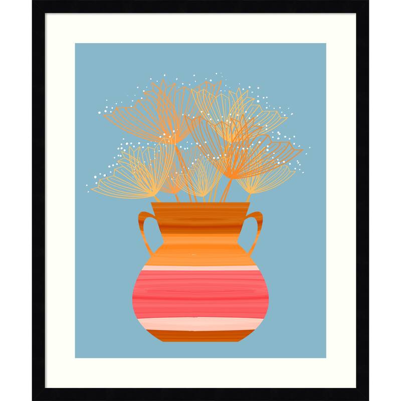 Potted Florals Boho No. 2 by Sannel Larson Wood Framed Wall Art Print - Svelte Noir Black