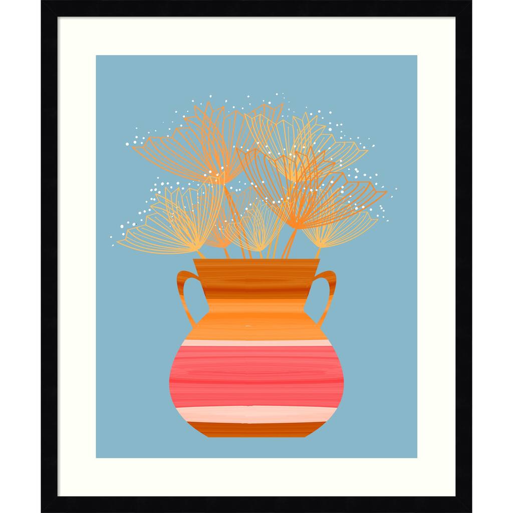 Potted Florals Boho No. 2 by Sannel Larson Wood Framed Wall Art Print - Svelte Noir Black