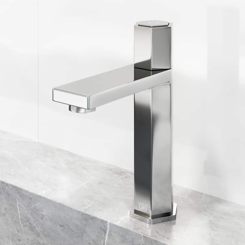 VIGO Nova 8" H Button Operated Single Hole Bathroom Faucet