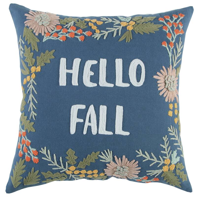 Rizzy Home Hello Fall Embroidered Throw Pillow