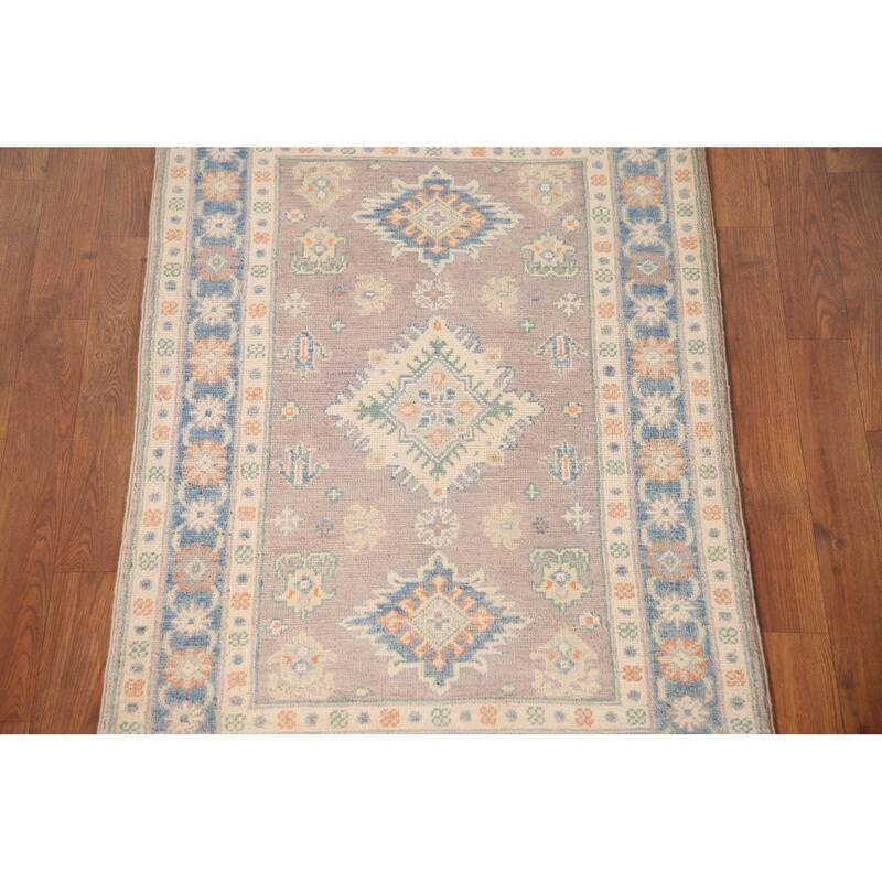 Geometric Kazak Foyer Rug Handmade Wool Carpet - 2'7" x 4'1"