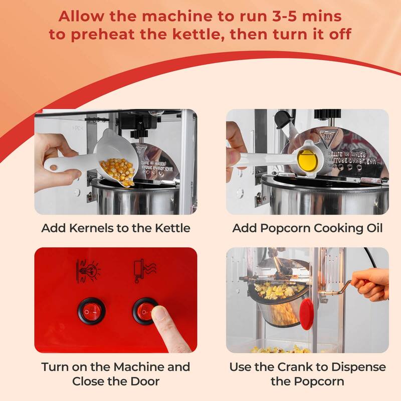 Costway 19 Oz Popcorn Machine with Stainless Steel Kettle, Halogen - See Details