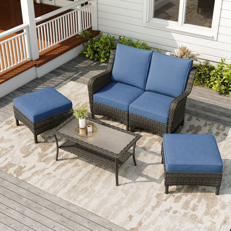 Rattan Outdoor Sectional Set with Modular Seating