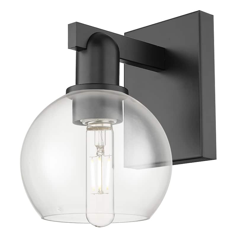 Innovations Lighting 716-1W-10-6 Athens Sconce Athens 10" Tall Wall - Matte Black / Clear