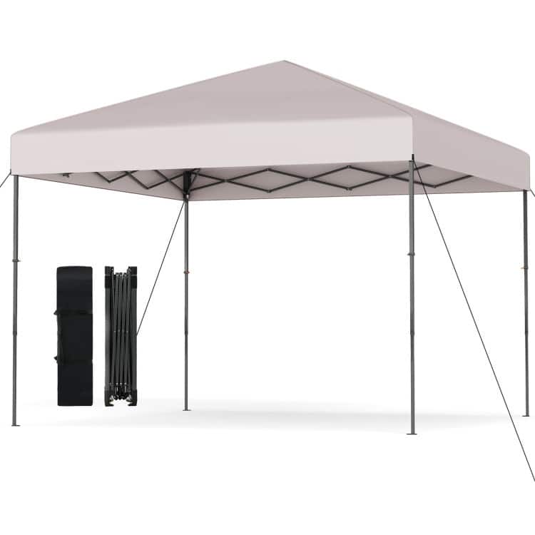 Oxford Fabric Metal Pop Up Canopy Tent with Bag and Adjustable Height - Yellow