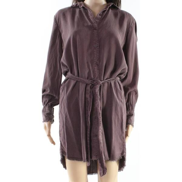 Shop Cloth Stone Purple Womens Size Medium M Belted Shirt Dress