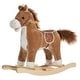 preview thumbnail 1 of 7, Qaba Rocking Horse Plush Animal on Wooden Rockers with Sounds, Brown 2-4 Years