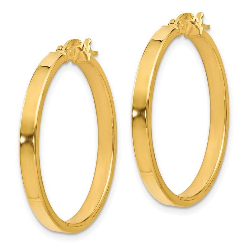 Curata 14k Yellow Gold Polished 30x3mm Domed Classic Earrings