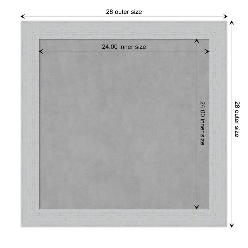 Amanti Art Shiplap White Framed Magnetic Board - Board Size 24x24