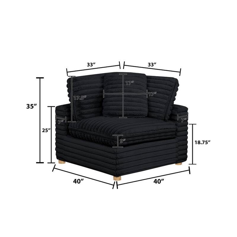 Best Quality Furniture 4-Piece Section Corduroy Modular