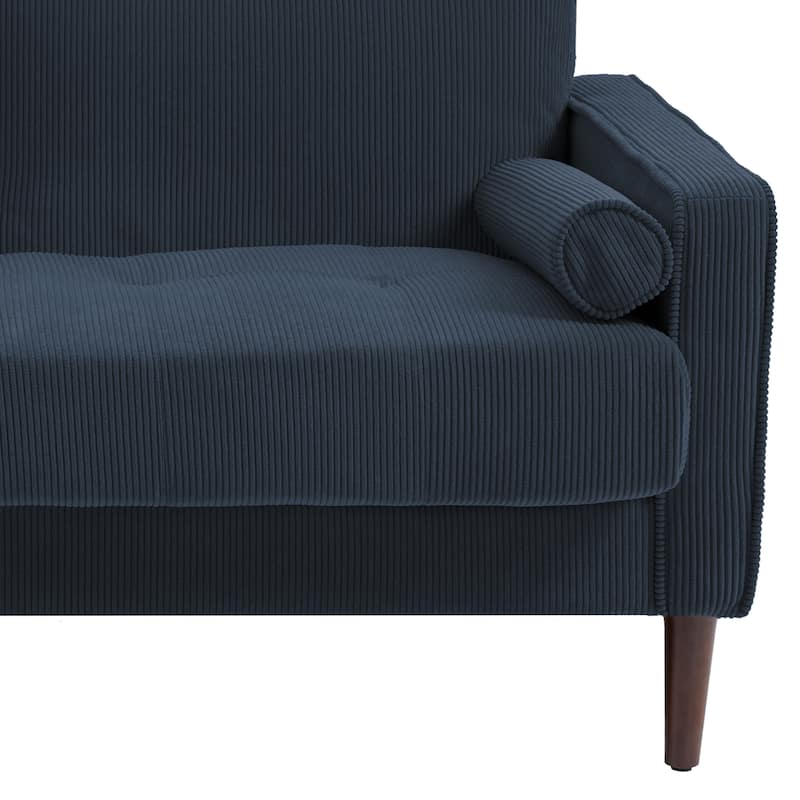 Modern Corduroy 2 Seater Sofa with Bolster Pillows