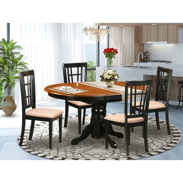 5 PC Kitchen Table set - Dining Table with 4 Kitchen Chairs - Black and Cherry Finish (Pieces Option). Opens flyout.