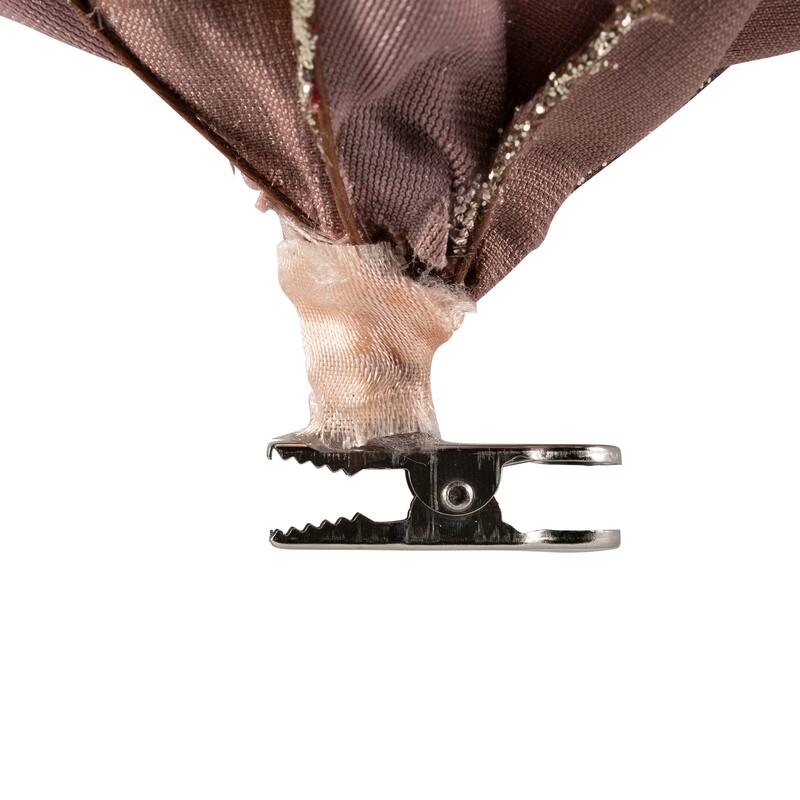 Glittered Flower Christmas Clip-on Ornament - 6" - Plum Purple