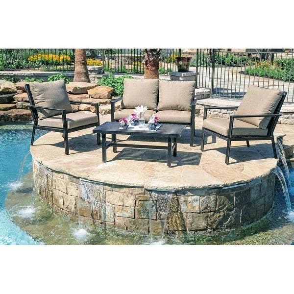 Lone Star 4 Piece Outdoor Patio Seating Set By Gardennaire 2x Club Chairs Loveseat Coffee Table Overstock 26436244 Just add a tray to. lone star 4 piece outdoor patio seating set by gardennaire 2x club chairs loveseat coffee table