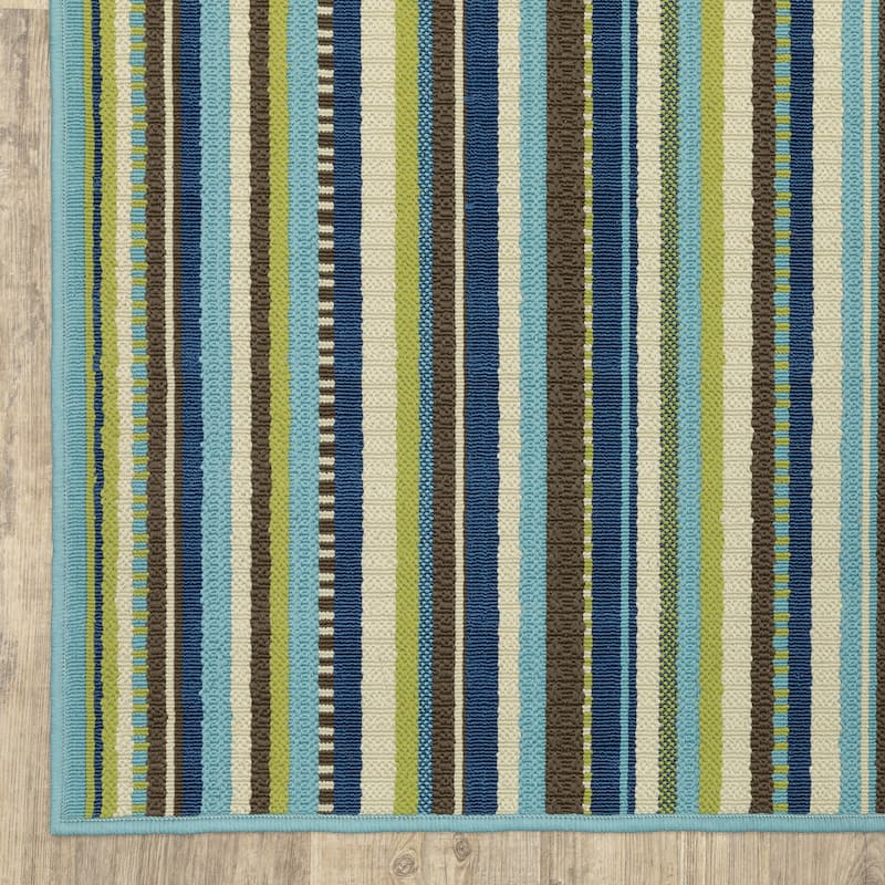 Vista Home Catalina Vertical Multi-Stripe Indoor/Outdoor Rug--