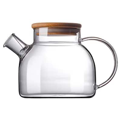 Borosilicate Glass 33.81 fl oz Teapot With Bamboo Lid - 33.81 fl oz