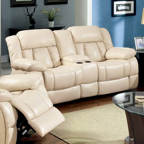 Furniture of America Tumi Traditional Ivory Love Seat wtih Recliners
