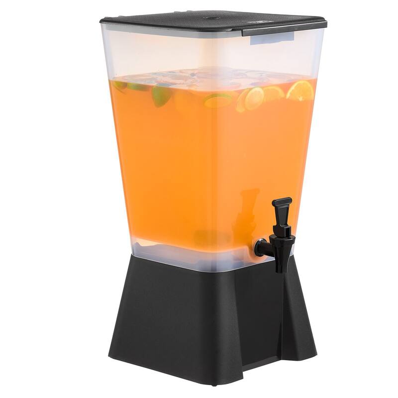 Black 5 Gallon Plastic Wide Mouth Beverage Dispenser with Leak-Proof Spigot for Events or Parties - 13.8 x 11 x 22.4 in