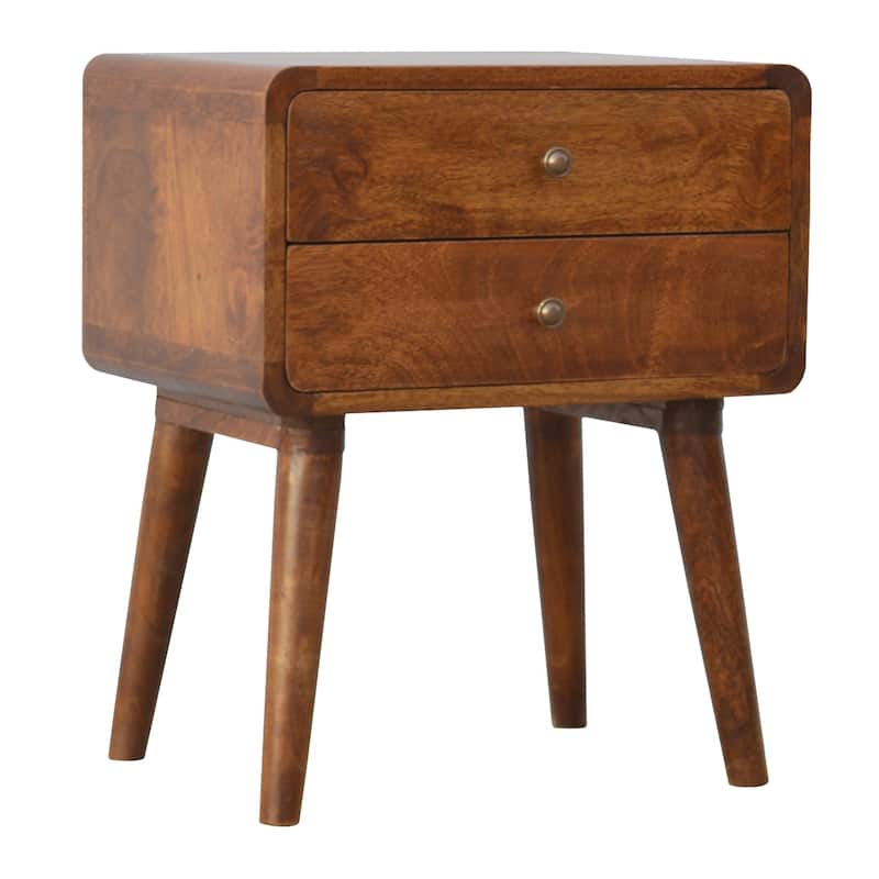HomeRoots 22" Chestnut Solid Wood Two Drawer Nightstand