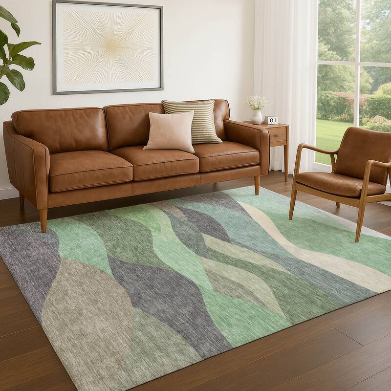 Machine Washable Indoor/ Outdoor Modern Horizon Chantille Rug