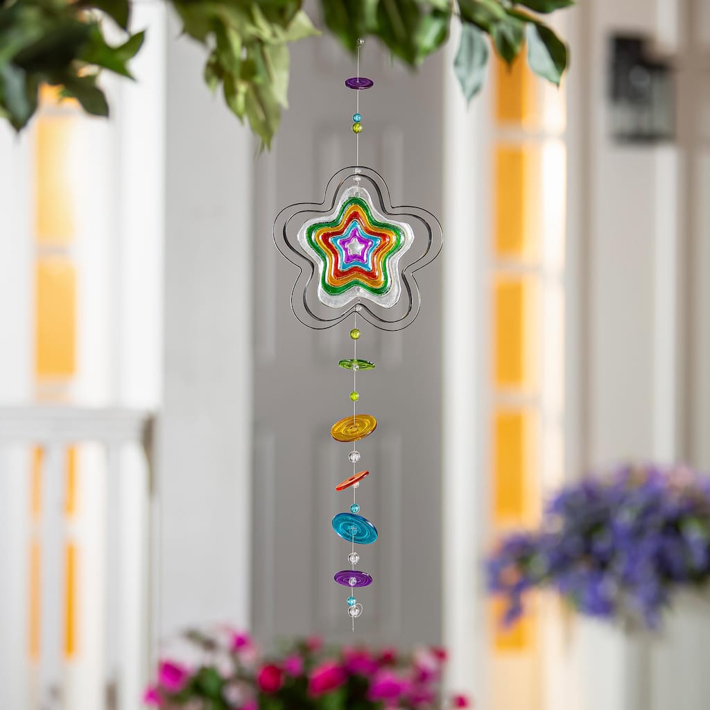 23" Glass Flower Hanging Decor