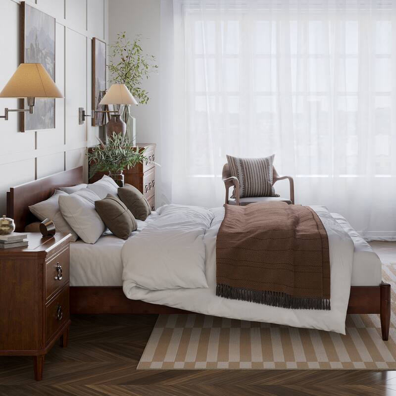 Aria Solid Wood Modern Low Profile Platform Bed