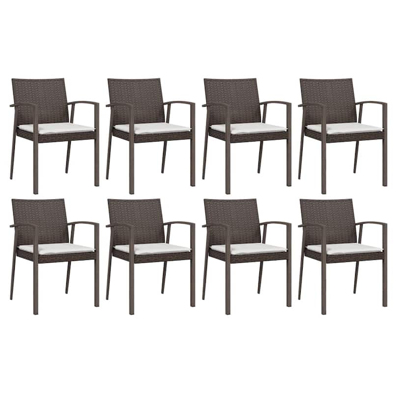 vidaXL Patio Dining Set Table and Chair with Cushions Poly Rattan and Steel