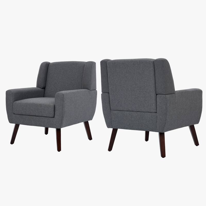 Modern Upholstered Linen Armchair Accent Chair Set of 2