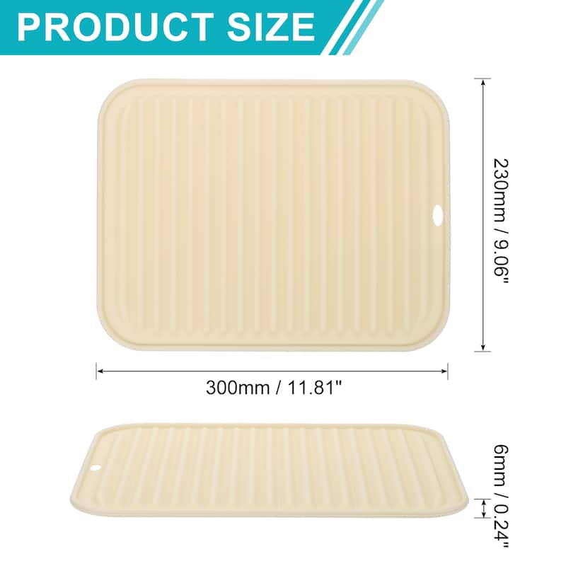 Silicone Dish Drying Mat, 9"x12" Trivets for Hot Pots and Pans - Beige