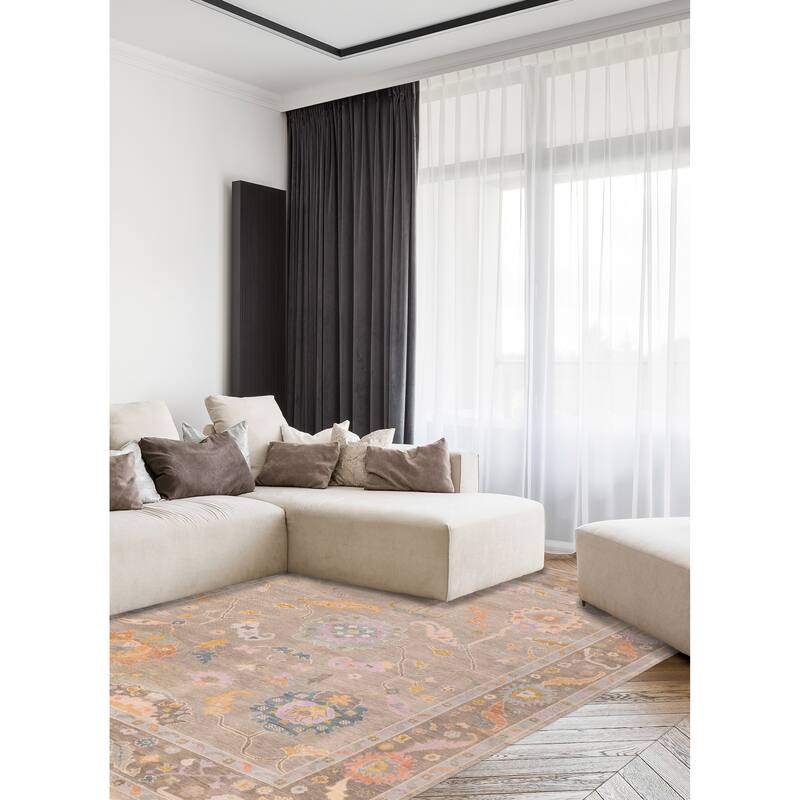 ECARPETGALLERY Hand-knotted Modern Oushak Grey Wool Rug - 8'9 x 11'11