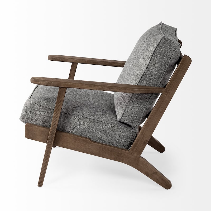 HomeRoots 31" Gray and Brown Fabric Lounge Chair - 31' X '32' X '28