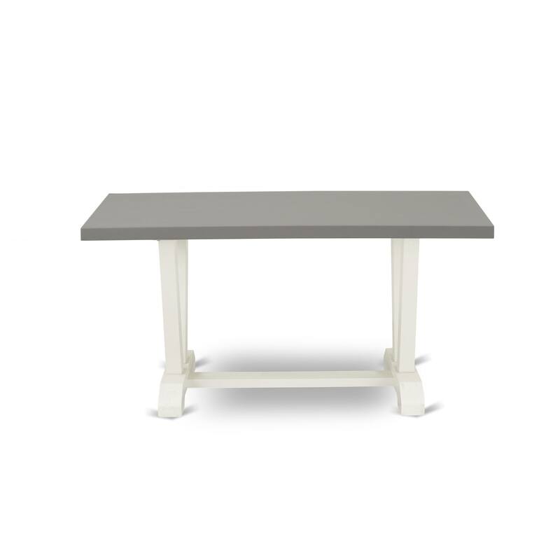 East West Furniture Dining Set- a Dining Table and Baby Blue Linen Fabric Parson Chairs, Off-White(Pieces Options)