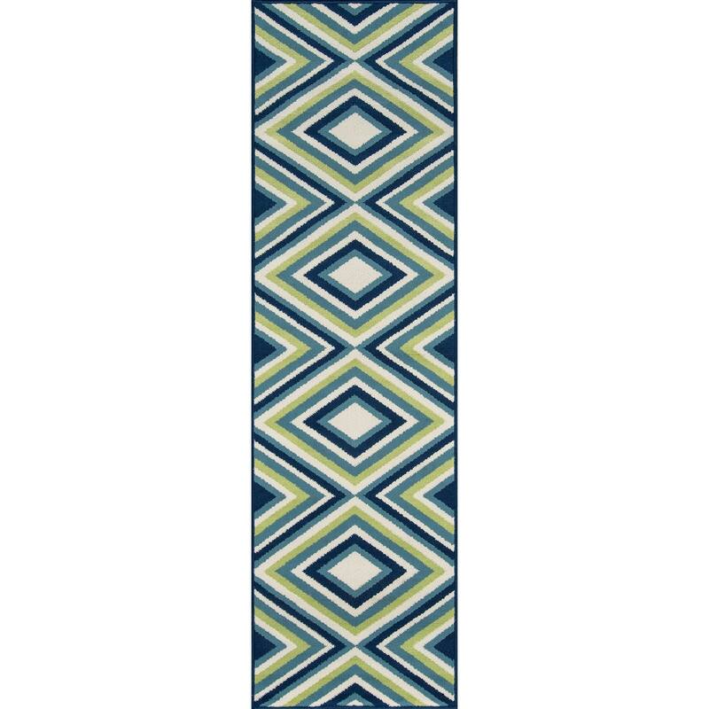 Momeni Baja Zig-Zag Easy Care Indoor Outdoor Area Rug - 2'3" x 7'6" Runner - Multi