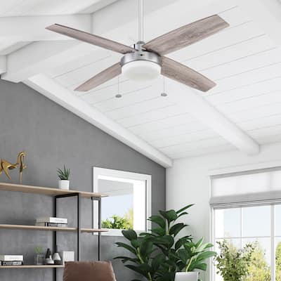 52" Prominence Home Memphis Pewter Contemporary Indoor LED Ceiling Fan with Light, Pull Chain