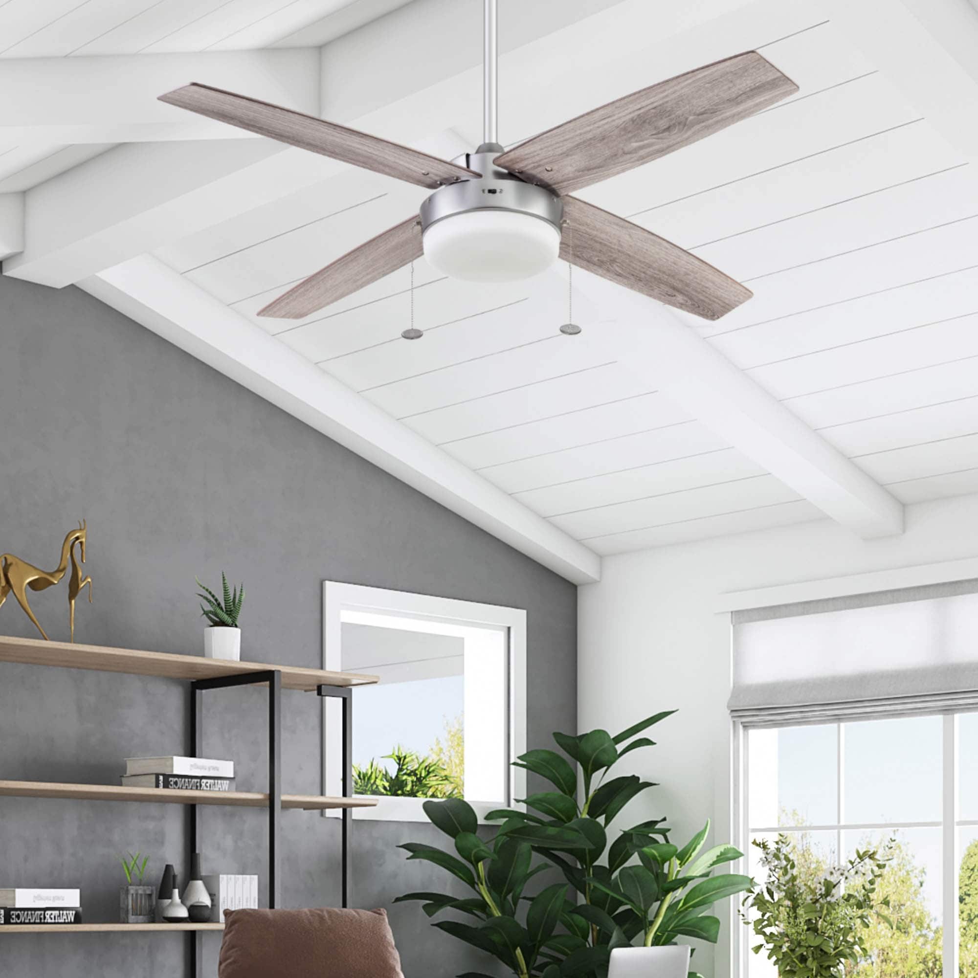 52" Prominence Home Memphis Pewter Contemporary Indoor LED Ceiling Fan with Light, Pull Chain