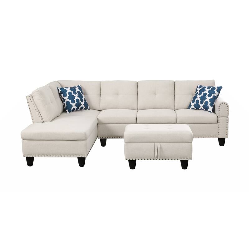 Alger 98" Wide Left Hand Facing Sofa & Chaise with Ottoman