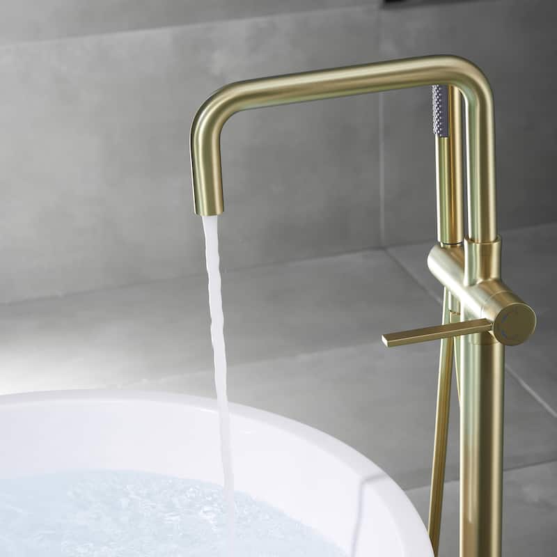 Freestanding Tub Faucets, Shower Mixer Taps, Floor Mounted Tub Filler With Handheld Shower