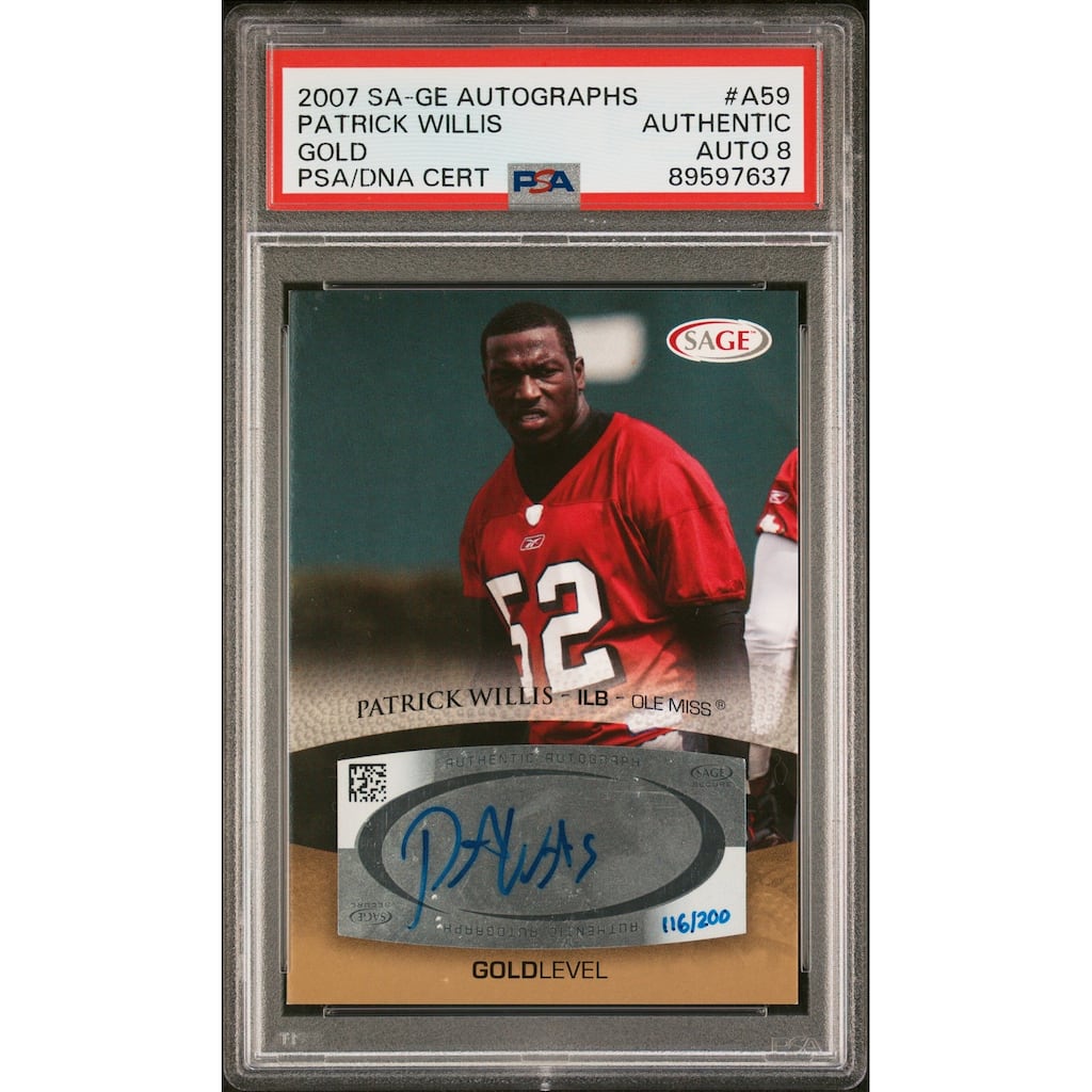 Patrick Willis 2007 SA-GE Autographs Gold Signed Rookie Card #A59 Auto PSA 8 - 8'6" x 11'6"